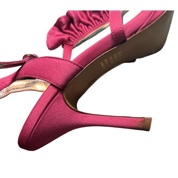 Jacqueline Ferrar Womens Burgundy Satin Strappy Heeled Sandals Size 8 - Picture 8 of 10